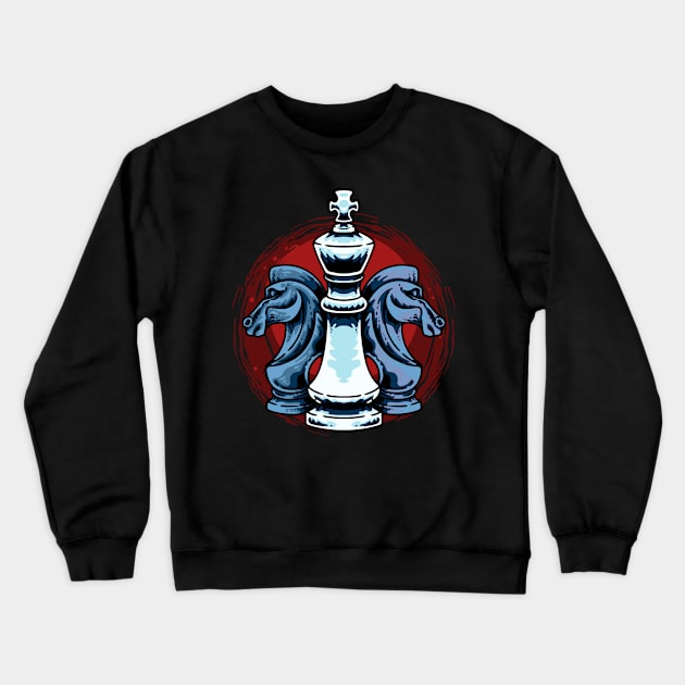 Chess Pieces King And Knight Chess Players Crewneck Sweatshirt by Foxxy Merch